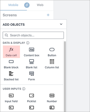 Insert data cell