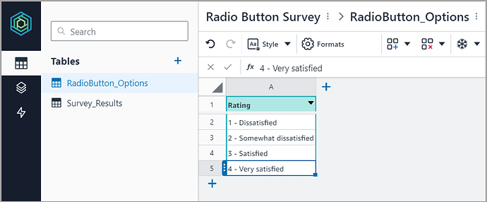 Radio Button Options Column Image