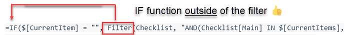 Image of IF function outside of the filter