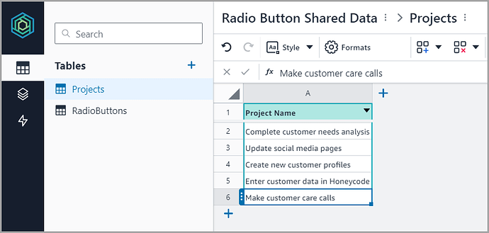 Project Name Table Image
